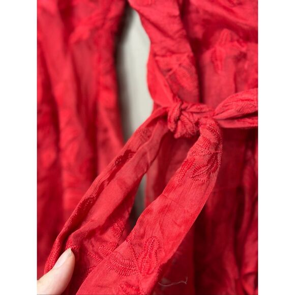 NWOT Hello Molly I Heard A Rumour Red Fiere Embroidered Ruffled Mini Dress XS - Picture 4 of 13